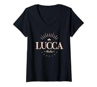 Donna Lucca Toscana Italia | Lucca Toscana Italia Moderno Maglietta con Collo a V