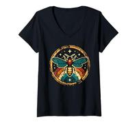 Donna Lucciole Vintage Maglietta con Collo a V
