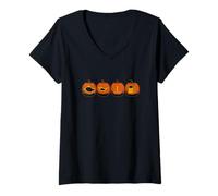 Donna Luce di avvertimento cruscotto auto divertente zucca di Halloween arancione Maglietta con Collo a V