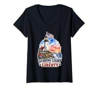 Donna Luce Guida della libertà Americana Maglietta con Collo a V