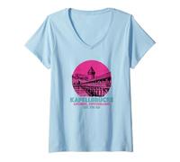 Donna Lucerne Svizzera Skyline Souvenir Bridge Cappella Uomo Donna Maglietta con Collo a V