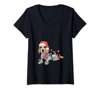 Donna Luci dell'albero di Natale Beagle, The Soul Keeper Maglietta con Collo a V