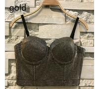 Donna Lucido Bustino Reggiseno Gilet Top Corto con Spalline Slim Punk Notte BAR