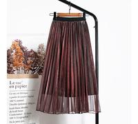 Donna Lucido Metallizzato Rete Luccicante Laser Pieghe Swing Midi Elegante Chic