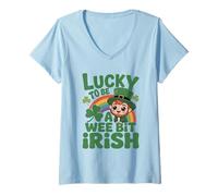 Donna Lucky To Be A Swee Bit Irish Festa di San Patrizio Maglietta con Collo a V