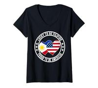 Donna Lucky To Be Filipino Proud To Be American - Divertente grafica con bandiera Maglietta con Collo a V