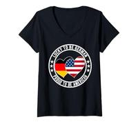 Donna Lucky To Be German Proud To Be American Cool Germania Bandiera USA Maglietta con Collo a V