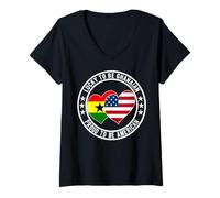 Donna Lucky To Be Ghanaian Proud To Be American Cool Ghana Bandiera USA Maglietta con Collo a V