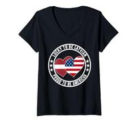Donna Lucky To Be Latvian Proud To Be American Cool Lettonia Bandiera USA Maglietta con Collo a V