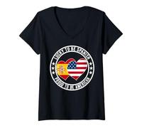 Donna Lucky To Be Spanish Proud To Be American Cool Spagna USA Flag Maglietta con Collo a V
