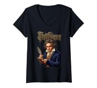 Donna Ludwig Van Beethoven al Lavoro Maglietta con Collo a V