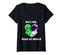 Donna Lui è Il Mio Tipo di strana Coppia Design Nerd Love Maglietta con Collo a V