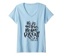 Donna Lui Non è Qui è risorto Versetto Bibbia Donne Luke Scrittura Maglietta con Collo a V