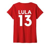 Donna Lula 13 Print on Back Maglietta con Collo a V