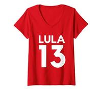 Donna Lula 13 Print on Both Sides: Front And Back Maglietta con Collo a V