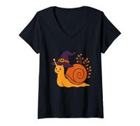 Donna Lumaca Strega Halloween Maglietta con Collo a V