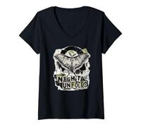 Donna Luna Moth Night Si Apre Grunge Collage Maglietta con Collo a V