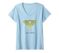 Donna Luna Moth per Lepidotteristi Maglietta con Collo a V