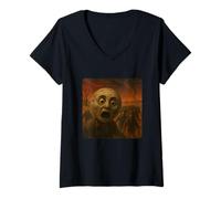 Donna Luna Selfie Zombies Apocalisse Umorismo Divertente Halloween Maglietta con Collo a V