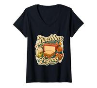 Donna Lunchbox Legend Pranzo Scuola Maglietta con Collo a V