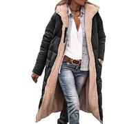 Donna Lungo Inverno Giacca Calda da Donna Casual Reversibile Giacca Imbottita Moda Tendenza Sciolto Inverno Oversize Antivento con Cappuccio Piumino (Nero,S)