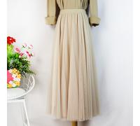Donna Lungo Rete Gonna Vita Alta Tulle a Strati Tutu Maxi Puro Plissettato Swing