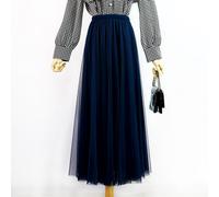 Donna Lungo Rete Gonna Vita Alta Tulle a Strati Tutu Maxi Puro Plissettato Swing