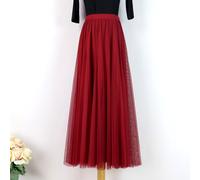 Donna Lungo Rete Gonna Vita Alta Tulle a Strati Tutu Maxi Puro Plissettato Swing