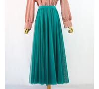 Donna Lungo Rete Gonna Vita Alta Tulle a Strati Tutu Maxi Puro Plissettato Swing