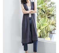 Donna lungo senza Maniche Cardigan Aperto Davanti Fidanzato Casual Gilet Estate