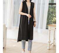 Donna lungo senza Maniche Cardigan Aperto Davanti Fidanzato Casual Gilet Estate