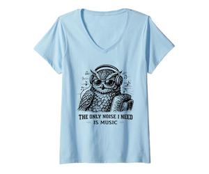 Donna L'unico Rumore di Cui Ho Bisogno è Music Owl Lover Maglietta con Collo a V