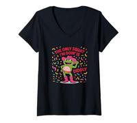 Donna L'unico Squat Che STO Facendo è Diddly Pink Cowgirl Frog Maglietta con Collo a V