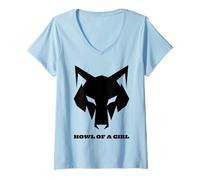 Donna Lupo Divertente Howl of a Girl per Donne o Ragazze Giochi di Parole Madri Maglietta con Collo a V