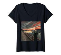 Donna L'urlo in stile contemporaneo Expression Art Maglietta con Collo a V