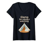 Donna Lusso Camping Glam Life Nature Retreat Adventure Gift Maglietta con Collo a V