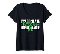 Donna Lyme Disease Warrior Unbreakable Maglietta con Collo a V