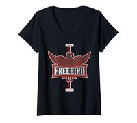 Donna Lynyrd Naskarr Freebird Classic Rock Country - Ventilatore per Auto Sportive Maglietta con Collo a V