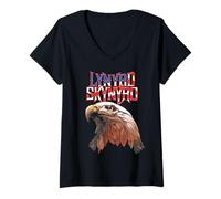 Donna Lynyrd Skynyrd - Bandiera americana con aquila libera Maglietta con Collo a V
