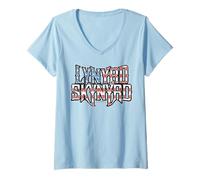 Donna Lynyrd Skynyrd Bandiera Logo USA Patriot Stars Stripes Southern Maglietta con Collo a V