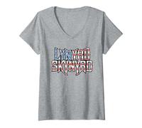 Donna Lynyrd Skynyrd Bandiera USA Stelle Strisce Logo Southern Gifts Maglietta con Collo a V