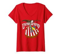 Donna Lynyrd Skynyrd Chitarra Eagle Retro Anni '70 Classic Rock Flag US Maglietta con Collo a V