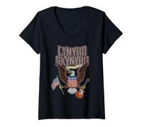 Donna Lynyrd Skynyrd Eagle - Chitarra con Bandiera degli Stati Uniti, Stile Classico Rock, retrò, Maglietta con Collo a V
