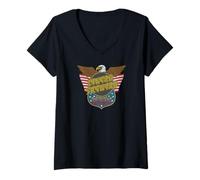 Donna Lynyrd Skynyrd Eagle - Distintivo con Bandiera degli Stati Uniti Anni '70 Southern Rock Maglietta con Collo a V