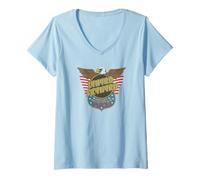 Donna Lynyrd Skynyrd Eagle - Distintivo con Bandiera degli Stati Uniti Rock Anni '70 Maglietta con Collo a V