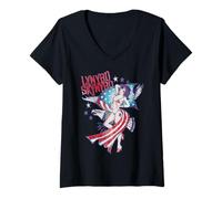 Donna Lynyrd Skynyrd Lady Liberty Eagle Stars Stripes Bandiera USA Rock Maglietta con Collo a V