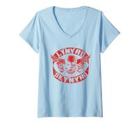 Donna Lynyrd Skynyrd Red Biker Skull Retro Rock Band Design Regali Maglietta con Collo a V