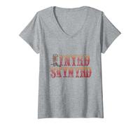 Donna Lynyrd Skynyrd - Stivali Vintage da Cowboy, con Logo Rock Anni '70, Idea Regalo Maglietta con Collo a V