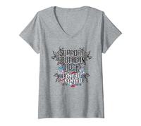 Donna Lynyrd Skynyrd Supporto Stile retrò Southern Rock Anni '70 Regali Maglietta con Collo a V