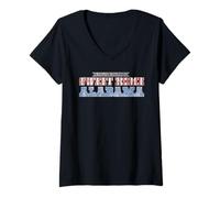 Donna Lynyrd Skynyrd Sweet Home Alabama Stars Stripes Bandiera USA Rock Maglietta con Collo a V
